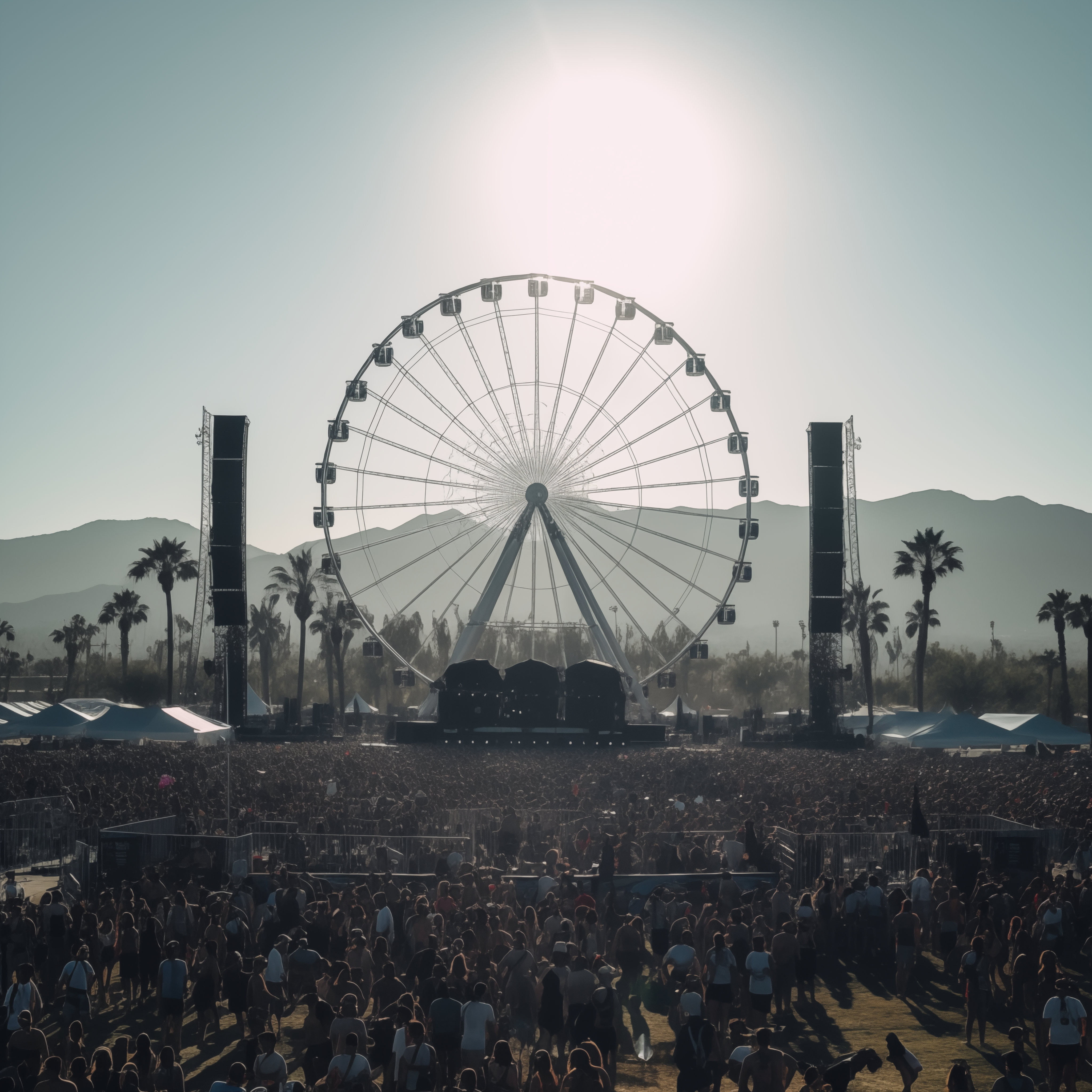 All about Coachella music festival with crowds, stages, and art.