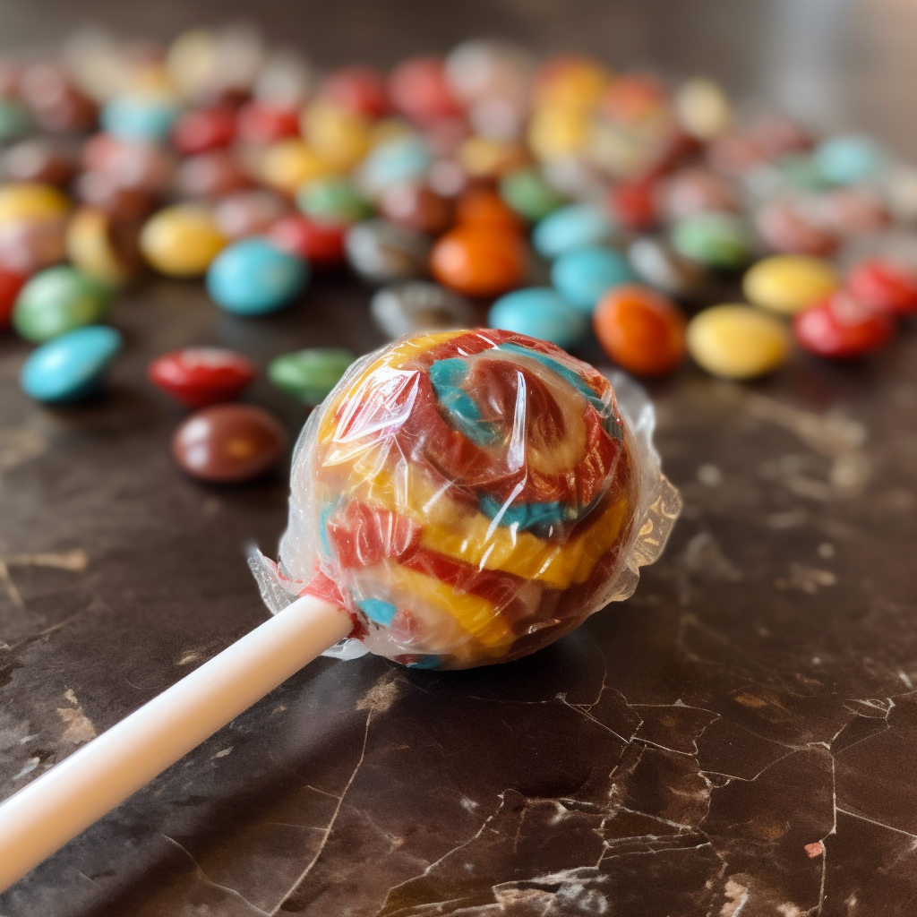 Wrapped Tootsie Pop close-up view