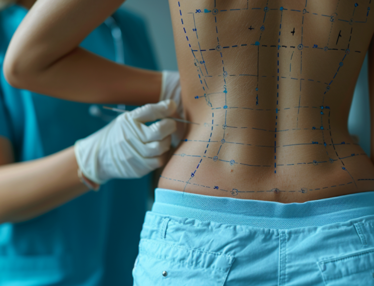 Close-up of liposuction procedure explaining How much does liposuction cost?