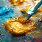 A close-up of a yellow paint, sparking curiosity about What Colors Make Yellow