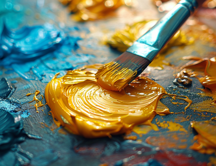 A close-up of a yellow paint, sparking curiosity about What Colors Make Yellow