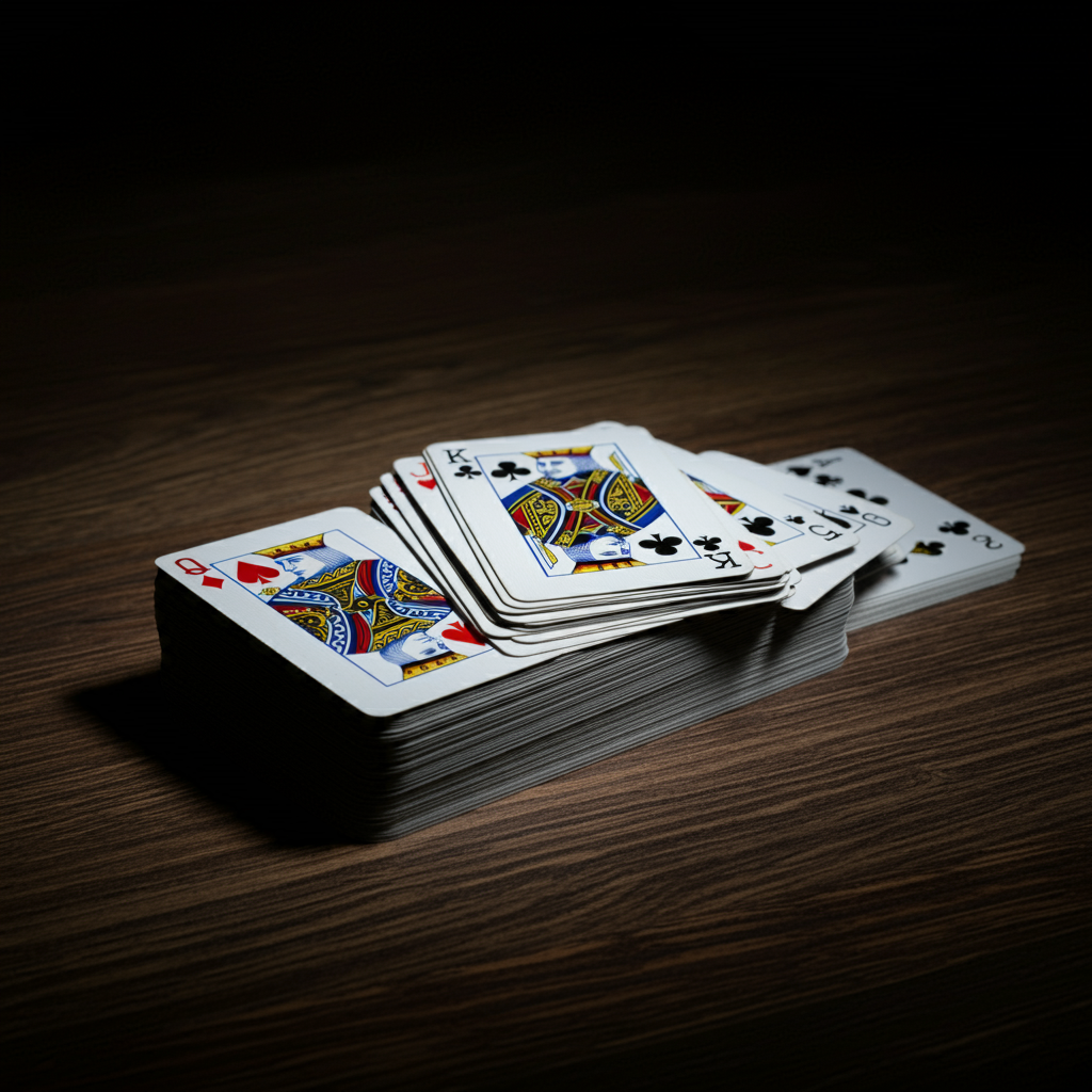 Face cards spread out from a 52 card deck.