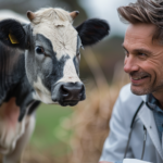 Vet checks a cow’s health on a farm to determine how long cows live.