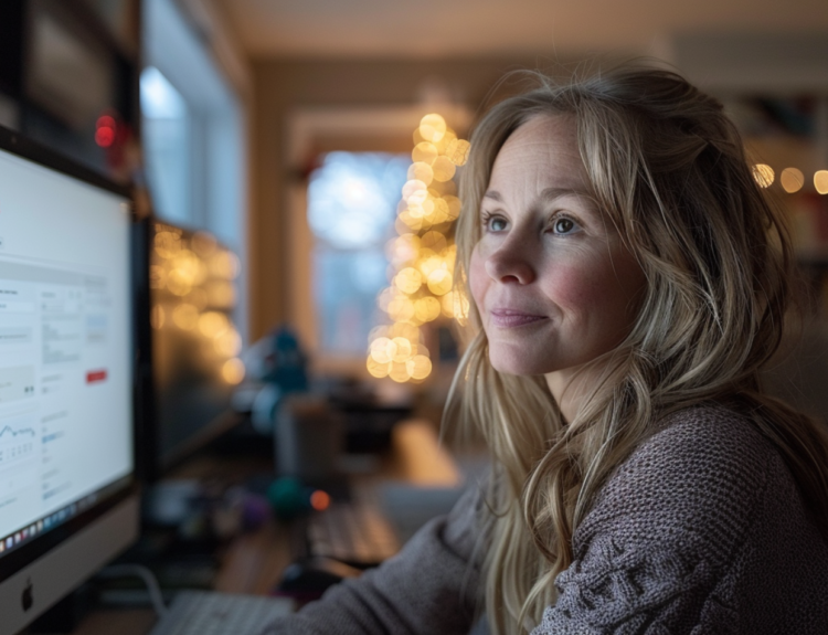 Women learning how to turn off SafeSearch on her laptop.