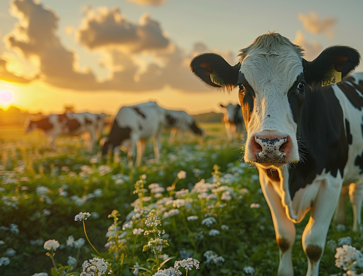 Cattle on a green pasture, exploring the question of how long do cattle live.