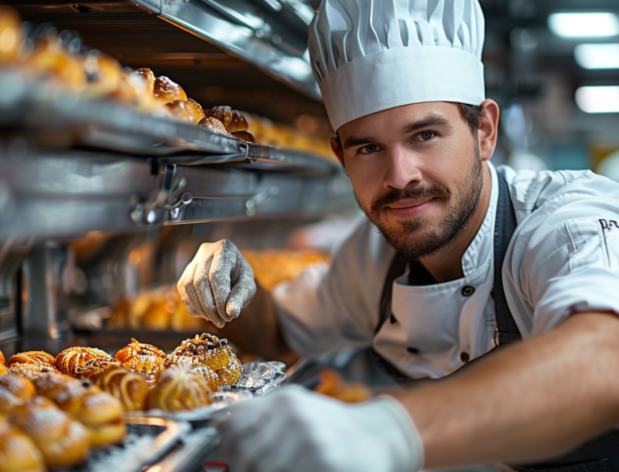 Discover the oven name origin with an image of a chef using an oven in a modern kitchen.