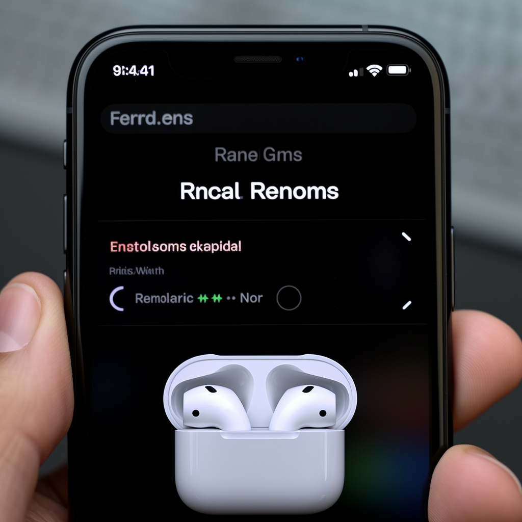 Person viewing AirPod settings on their phone screen to rename AirPods.