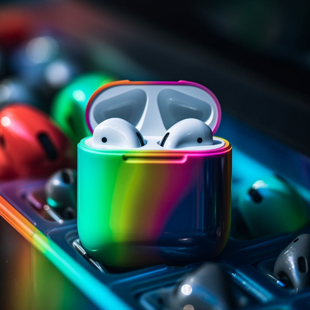 AirPods sitting on a desk, ready for customization.