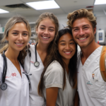 A group of physician assistant students taking a picture during PA school, discussing how long is PA school.