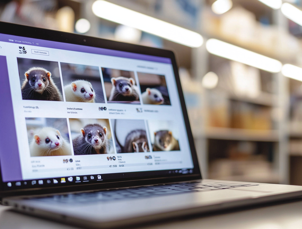 Ferrets for sale displayed on a pet website.