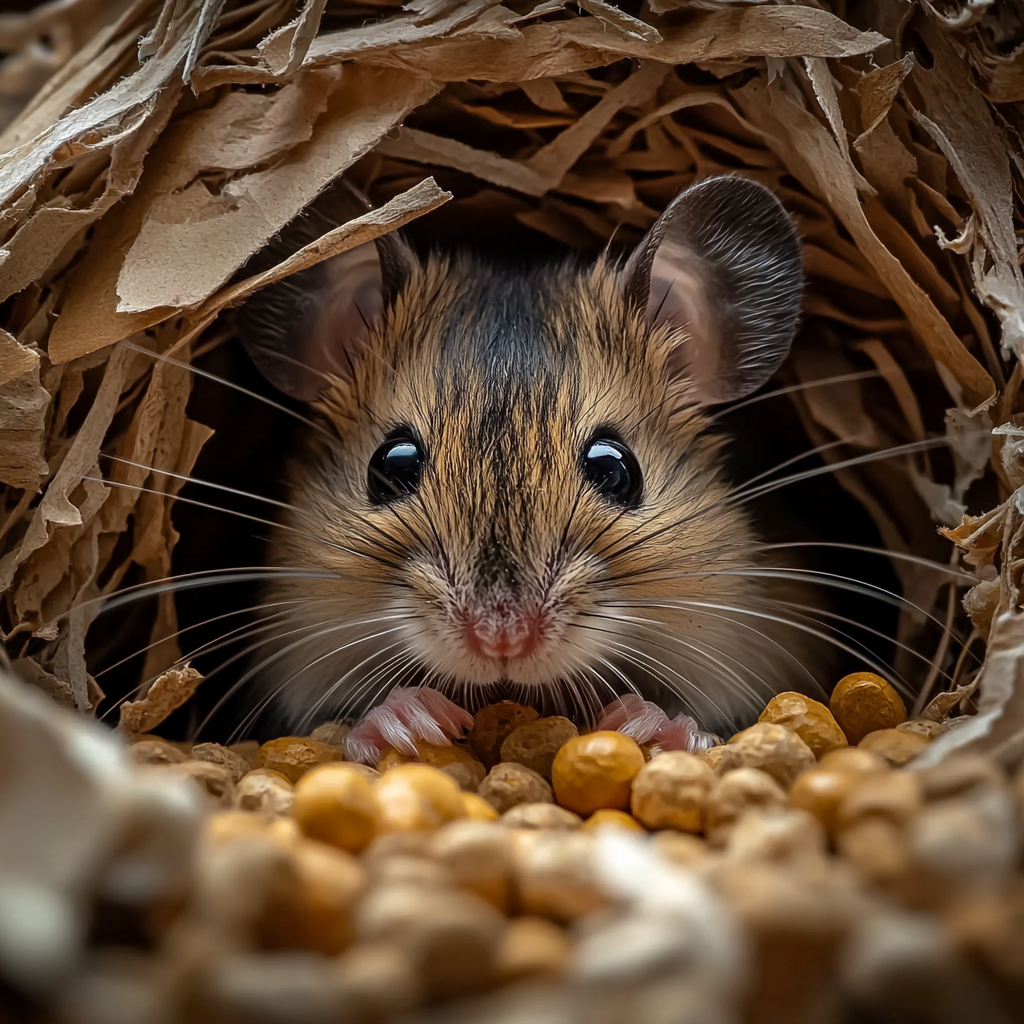 Mouse exploring its surroundings on a warm day.